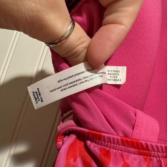 Lane Bryant Red Pink Leopard Tankini Swim Top Lightly Lined No Wire Plus Size 22 - Picture 6 of 6